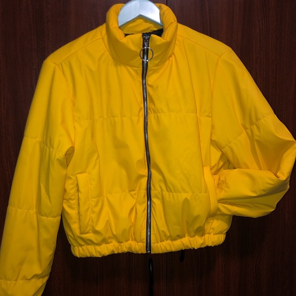 CUTE YELLOW PUFFER JACKET// YELLOW BUBBLE COAT - Picture 6 of 8